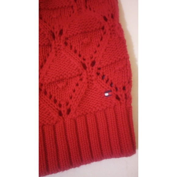 Tommy Hilfiger Women's Large Popcorn Knit Sweater Long Sleeve Embroidered Crew - Picture 8 of 9